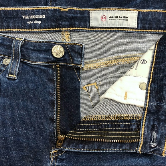AG Adriano Goldschmied The Legging Super Skinny Raw Hem Blue Jeans Size 27 - Picture 7 of 10